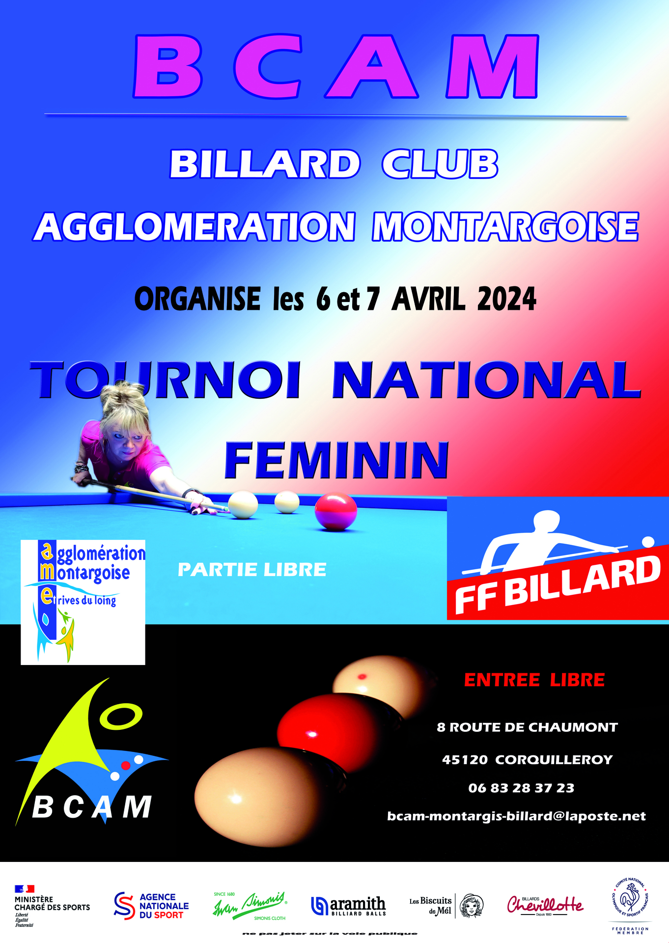 Tournoi billard féminin avril 24